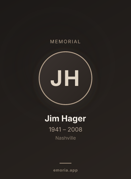 Memorial portrait of Jim Hager