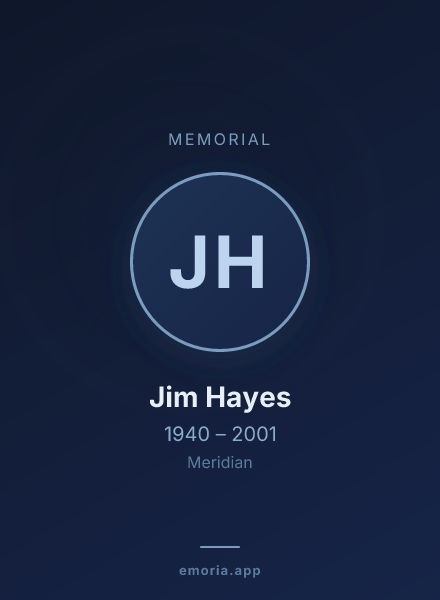 Memorial portrait of Jim Hayes
