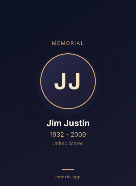 Memorial portrait of Jim Justin