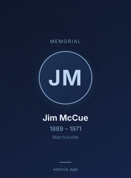 Memorial portrait of Jim McCue