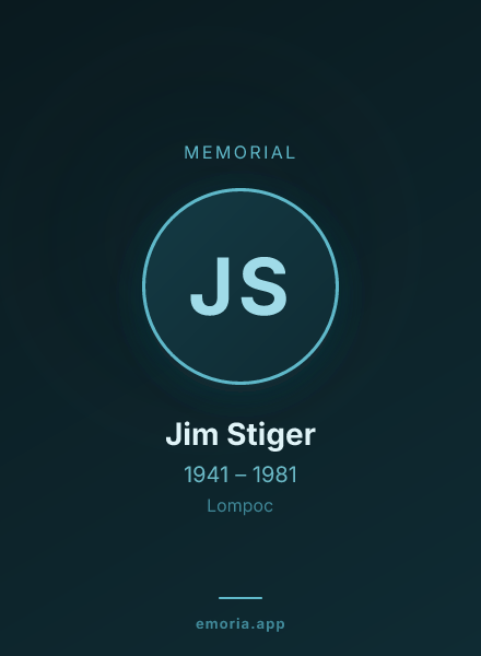 Memorial portrait of Jim Stiger