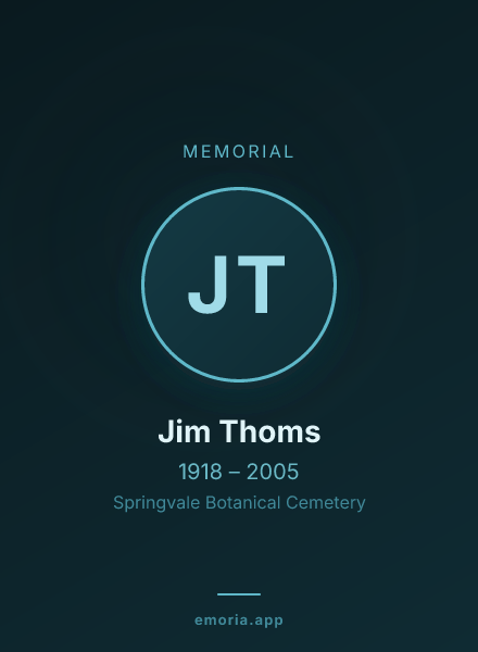 Memorial portrait of Jim Thoms