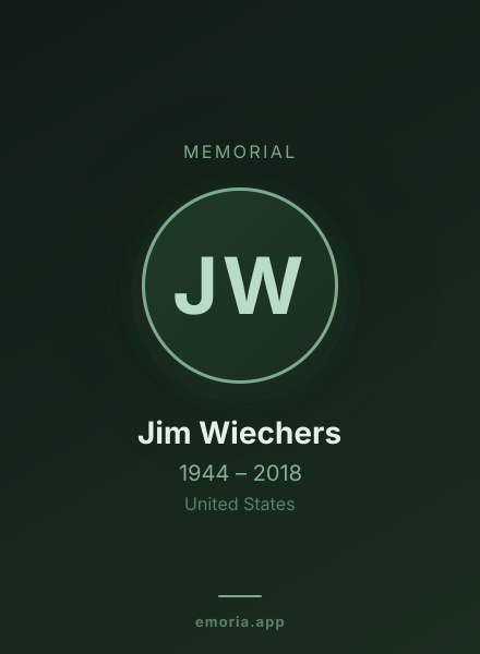 Memorial portrait of Jim Wiechers
