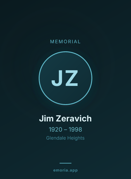 Memorial portrait of Jim Zeravich