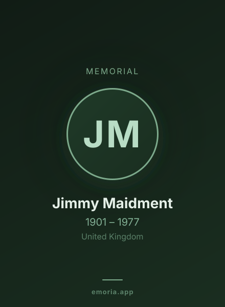 Memorial portrait of Jimmy Maidment