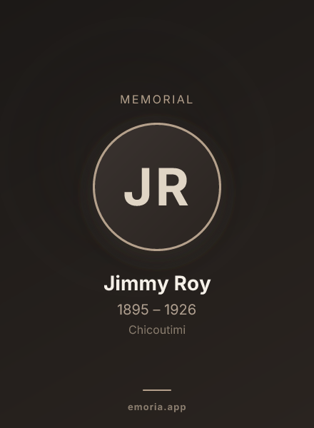 Memorial portrait of Jimmy Roy