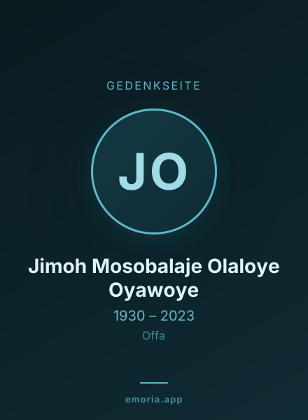 Gedenkportrait von Jimoh Mosobalaje Olaloye Oyawoye