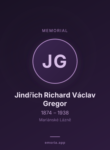 Memorial portrait of Jindřich Richard Václav Gregor