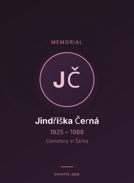 Memorial portrait of Jindřiška Černá