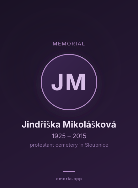 Memorial portrait of Jindřiška Mikolášková