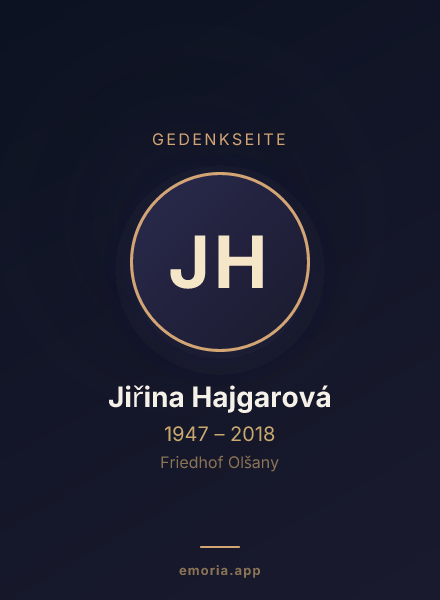 Gedenkportrait von Jiřina Hajgarová
