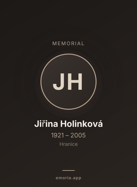 Memorial portrait of Jiřina Holinková
