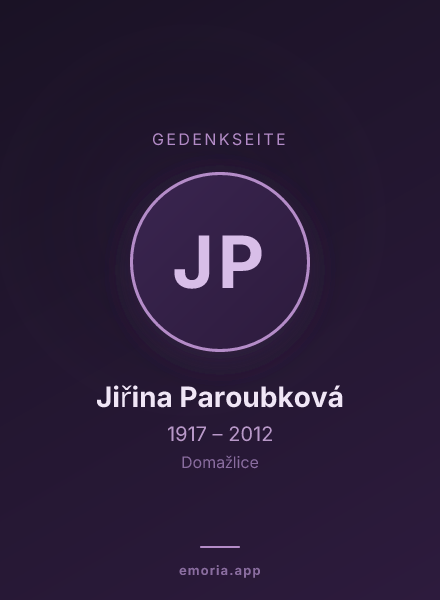 Gedenkportrait von Jiřina Paroubková