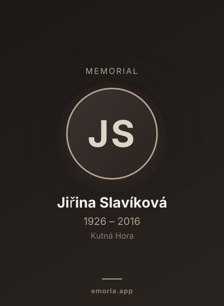 Memorial portrait of Jiřina Slavíková