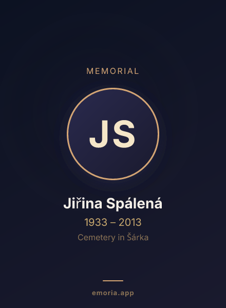 Memorial portrait of Jiřina Spálená