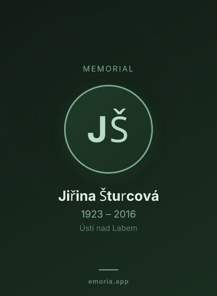 Memorial portrait of Jiřina Šturcová