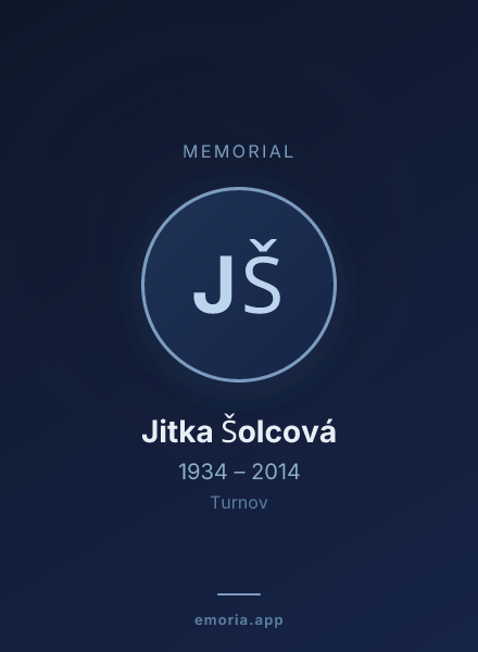 Memorial portrait of Jitka Šolcová