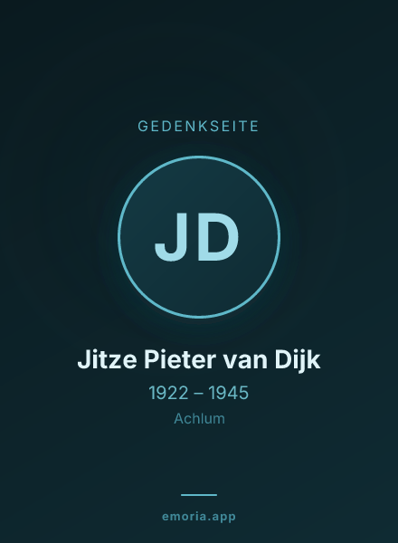 Gedenkportrait von Jitze Pieter van Dijk
