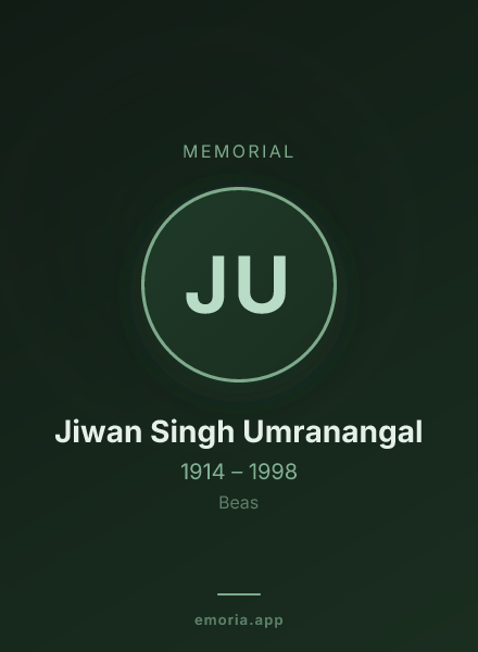 Memorial portrait of Jiwan Singh Umranangal