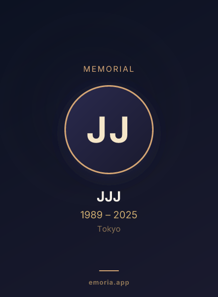 Memorial portrait of JJJ