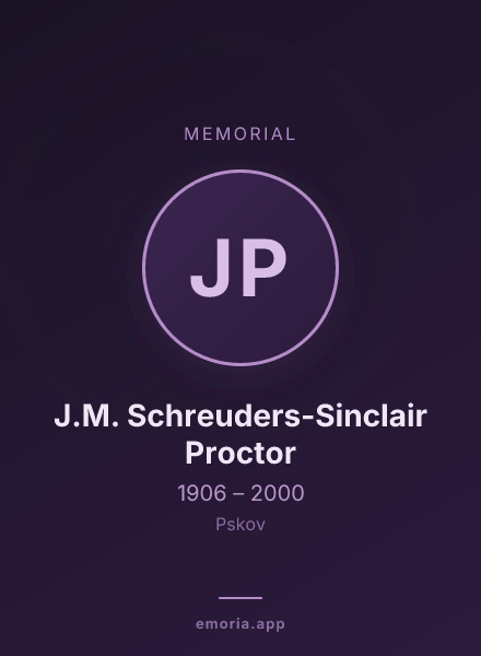 Memorial portrait of J.M. Schreuders-Sinclair Proctor