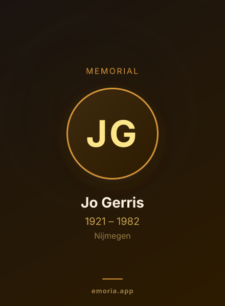 Memorial portrait of Jo Gerris