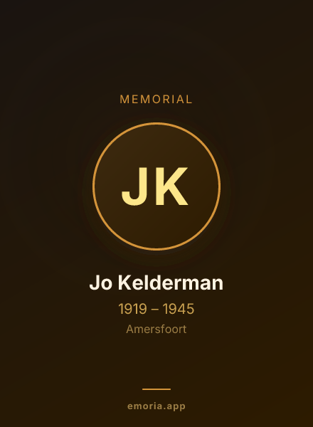 Memorial portrait of Jo Kelderman