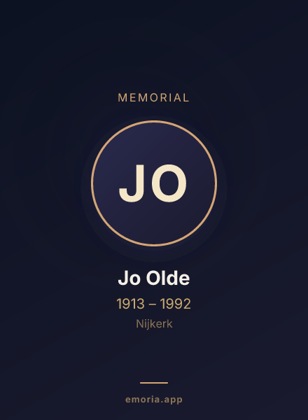 Memorial portrait of Jo Olde