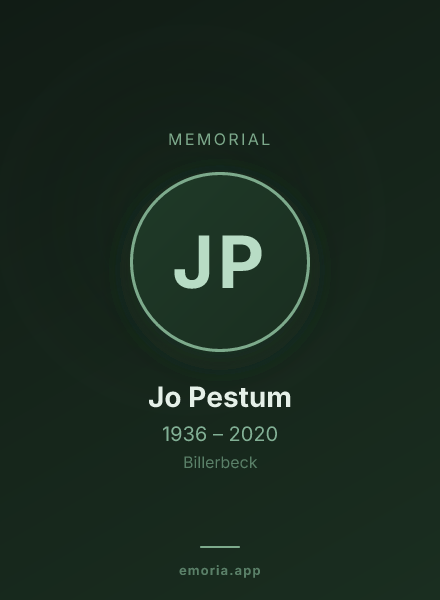 Memorial portrait of Jo Pestum