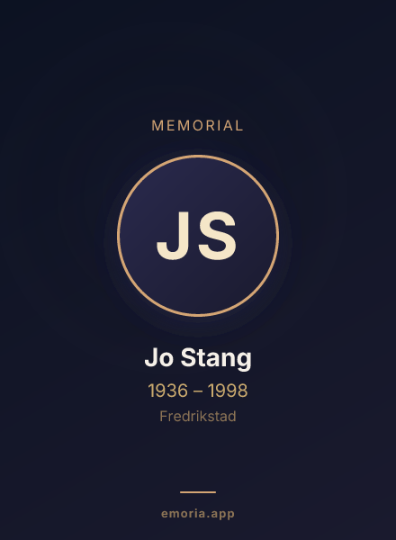 Memorial portrait of Jo Stang