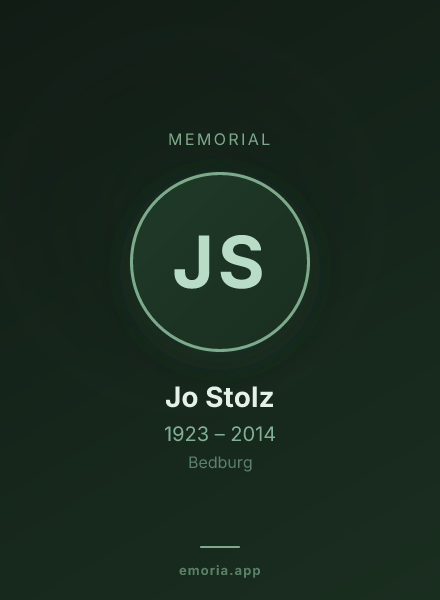 Memorial portrait of Jo Stolz