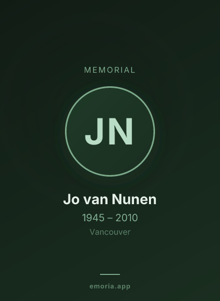 Memorial portrait of Jo van Nunen