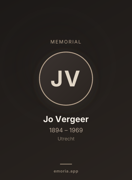 Memorial portrait of Jo Vergeer