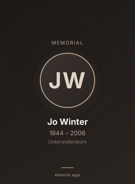 Memorial portrait of Jo Winter