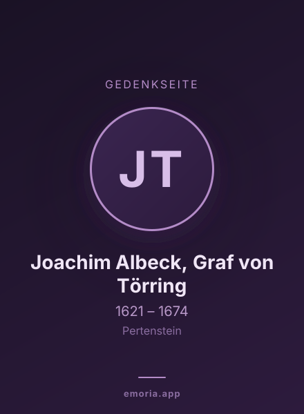 Gedenkportrait von Joachim Albeck, Graf von Törring