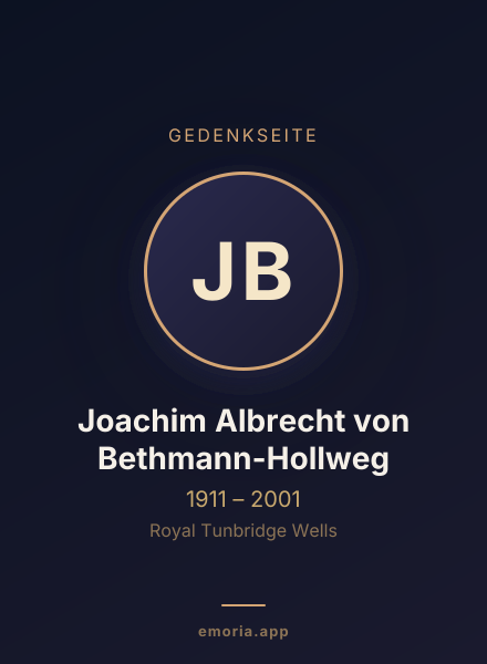Gedenkportrait von Joachim Albrecht von Bethmann-Hollweg