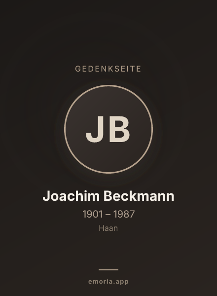 Gedenkportrait von Joachim Beckmann