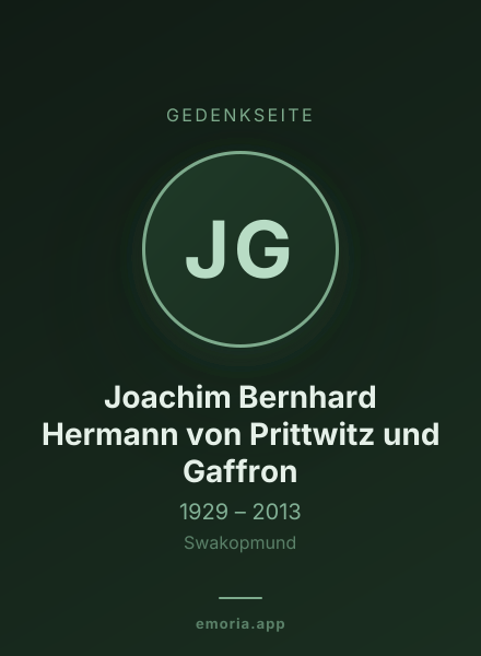 Gedenkportrait von Joachim Bernhard Hermann von Prittwitz und Gaffron