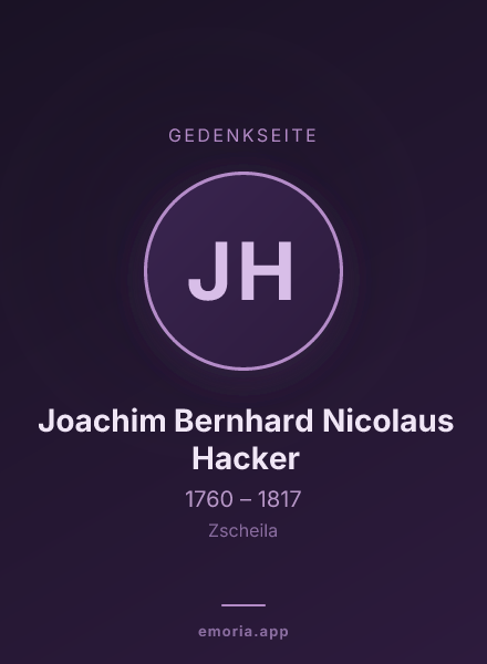 Gedenkportrait von Joachim Bernhard Nicolaus Hacker