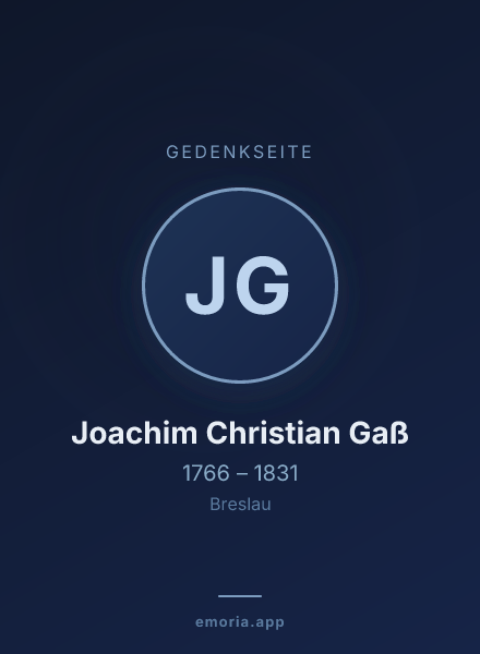Gedenkportrait von Joachim Christian Gaß