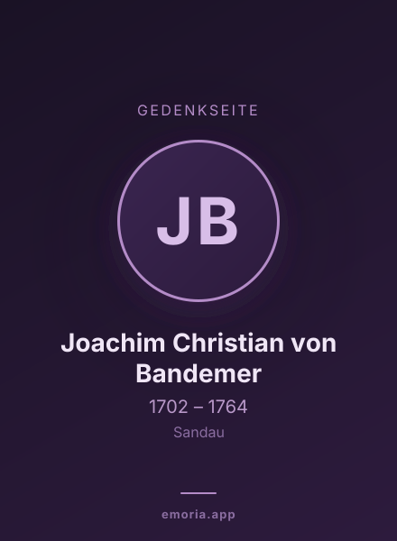 Gedenkportrait von Joachim Christian von Bandemer