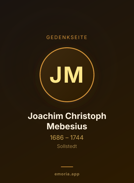 Gedenkportrait von Joachim Christoph Mebesius