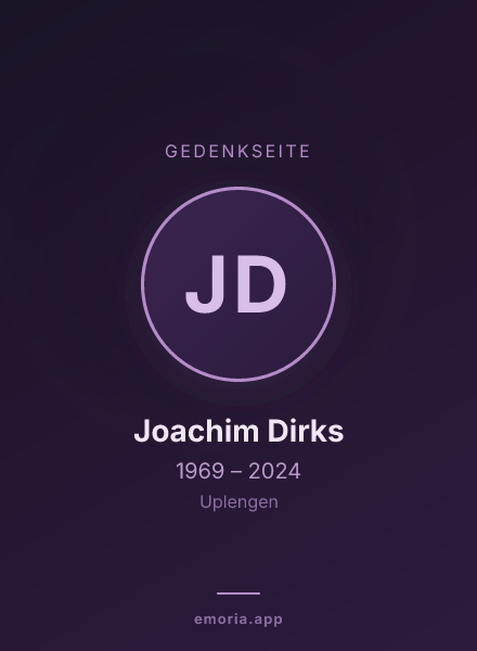 Gedenkportrait von Joachim Dirks