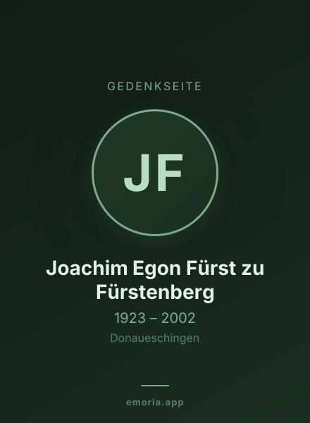 Gedenkportrait von Joachim Egon Fürst zu Fürstenberg