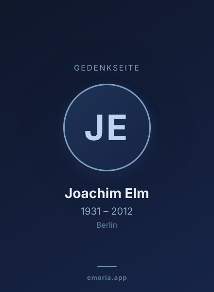 Gedenkportrait von Joachim Elm