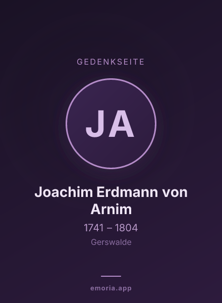Gedenkportrait von Joachim Erdmann von Arnim