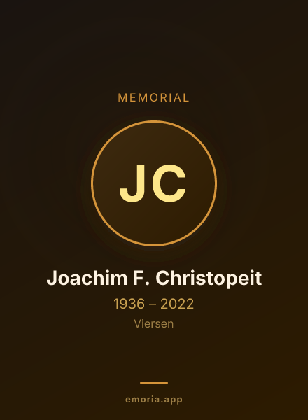 Memorial portrait of Joachim F. Christopeit