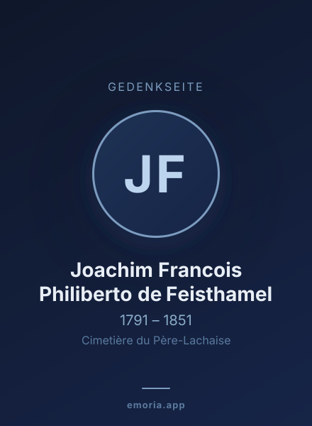 Gedenkportrait von Joachim Francois Philiberto de Feisthamel