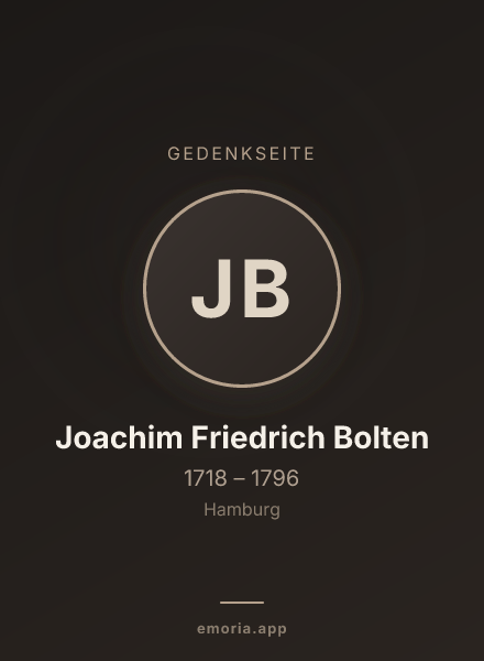 Gedenkportrait von Joachim Friedrich Bolten