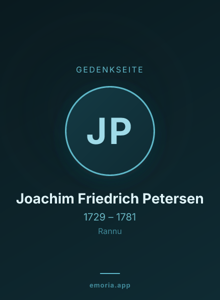 Gedenkportrait von Joachim Friedrich Petersen